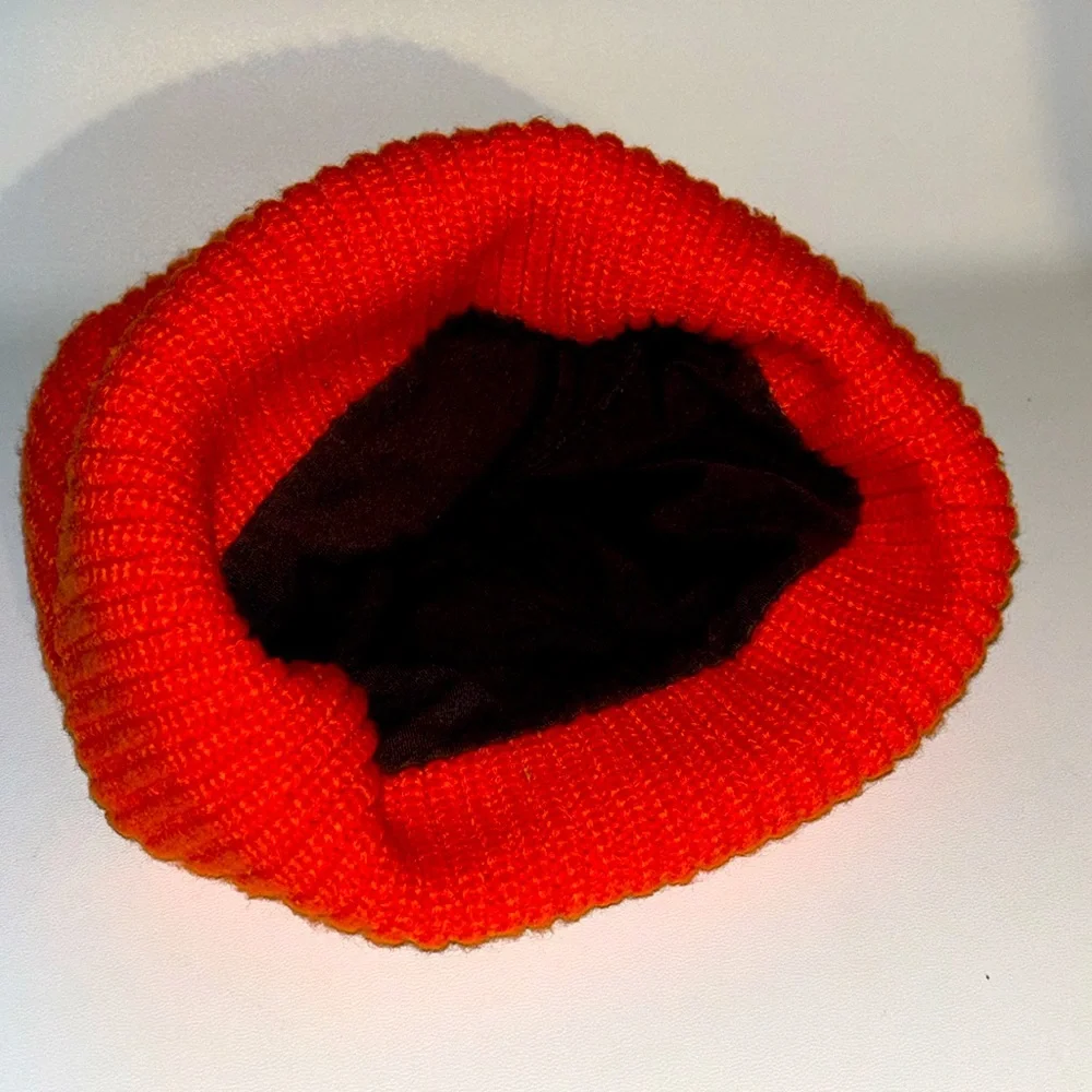 THE NORTH FACE Hat Orange TNF Box Logo Lined Cuffed Beanie Ribbed Winter
